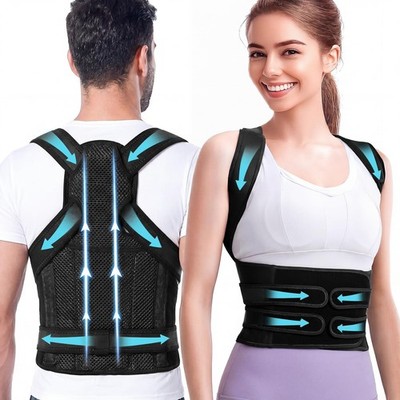 Posture Corrector for Men & , Full Back Brace, Adjustable Breathable Back Str...