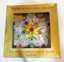 WYNNE BLINKING STAR TREE TOP CHRISTMAS TREE TOPPER VINTAGE WORKS W/ BOX TAIWAN