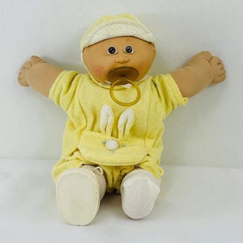 Vintage Cabbage Patch Kids Doll Yellow Bunny Outfit Pacifier Hat 1980s