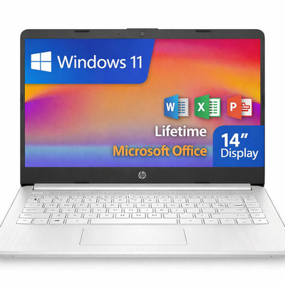 Windows 11 Laptop mit Full Lifetime Microsoft Office 128GB SSD 14'' - Weiß