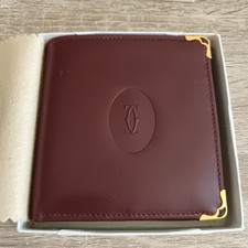 New Cartier Vintage Burgundy Leather Wallet Full Set Must Love Trinity Collector