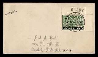 DR WHO 1935 NYASALAND PLATE # TPO SOUTH TO USA R99506