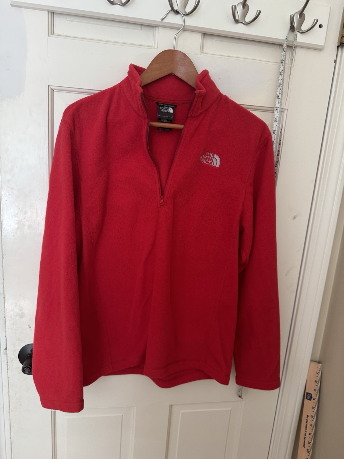 North Face Fleece Pullover 1/4 Zip Size Medium Men's Red Fleece Jacket