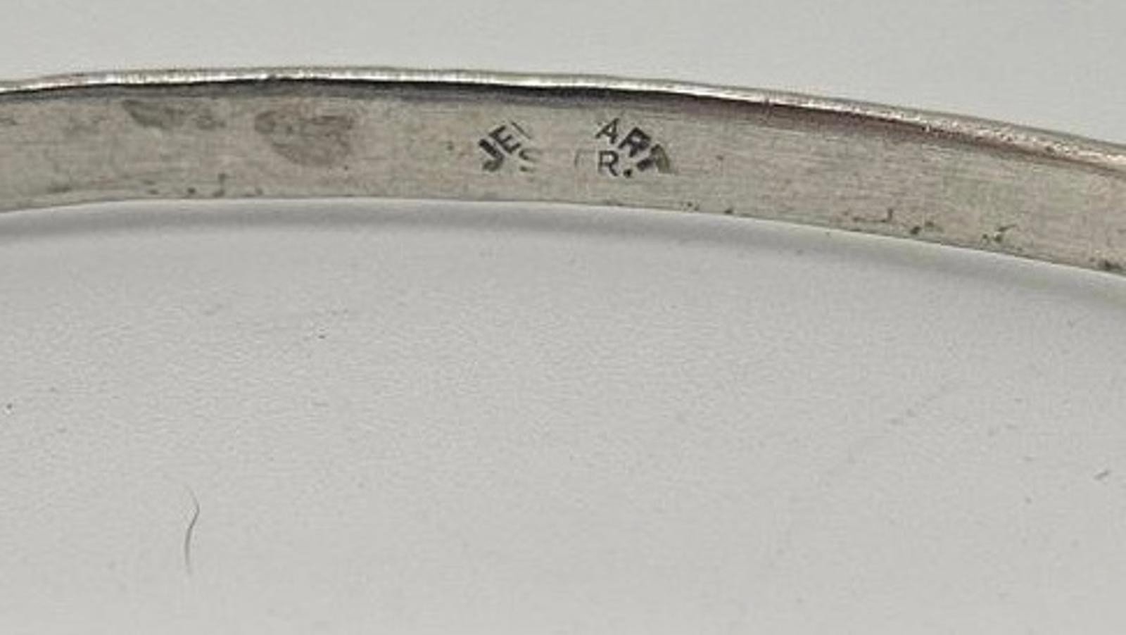 8in Patterned Sterling Silver Bangle Bracelet - image 7