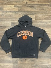 Vtg Russell Athletic Clemson Tigers Hoodie Sweatshirt Gray Mens Medium Y2K NCAA