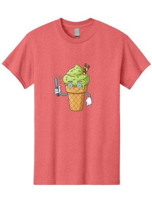 Matcha-Ice-Cream Mens Graphic Tee, 100% Cotton, Casual Summer Wear