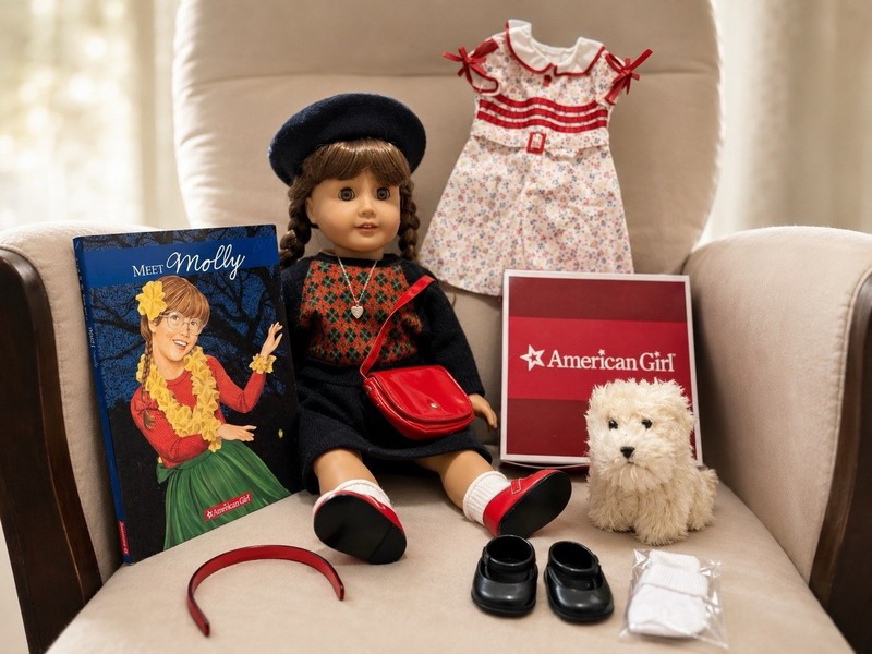 PC American girl Molly, with outfit, locket and Coconut