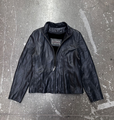 Leather Limited Black Genuine Leather Jacket Mens Small Moto Biker Zip Up Lined