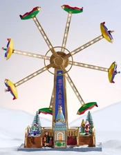 St Nicholas Square Village - SPINNING CARNIVAL RIDE - LED Lights, Musical -  New