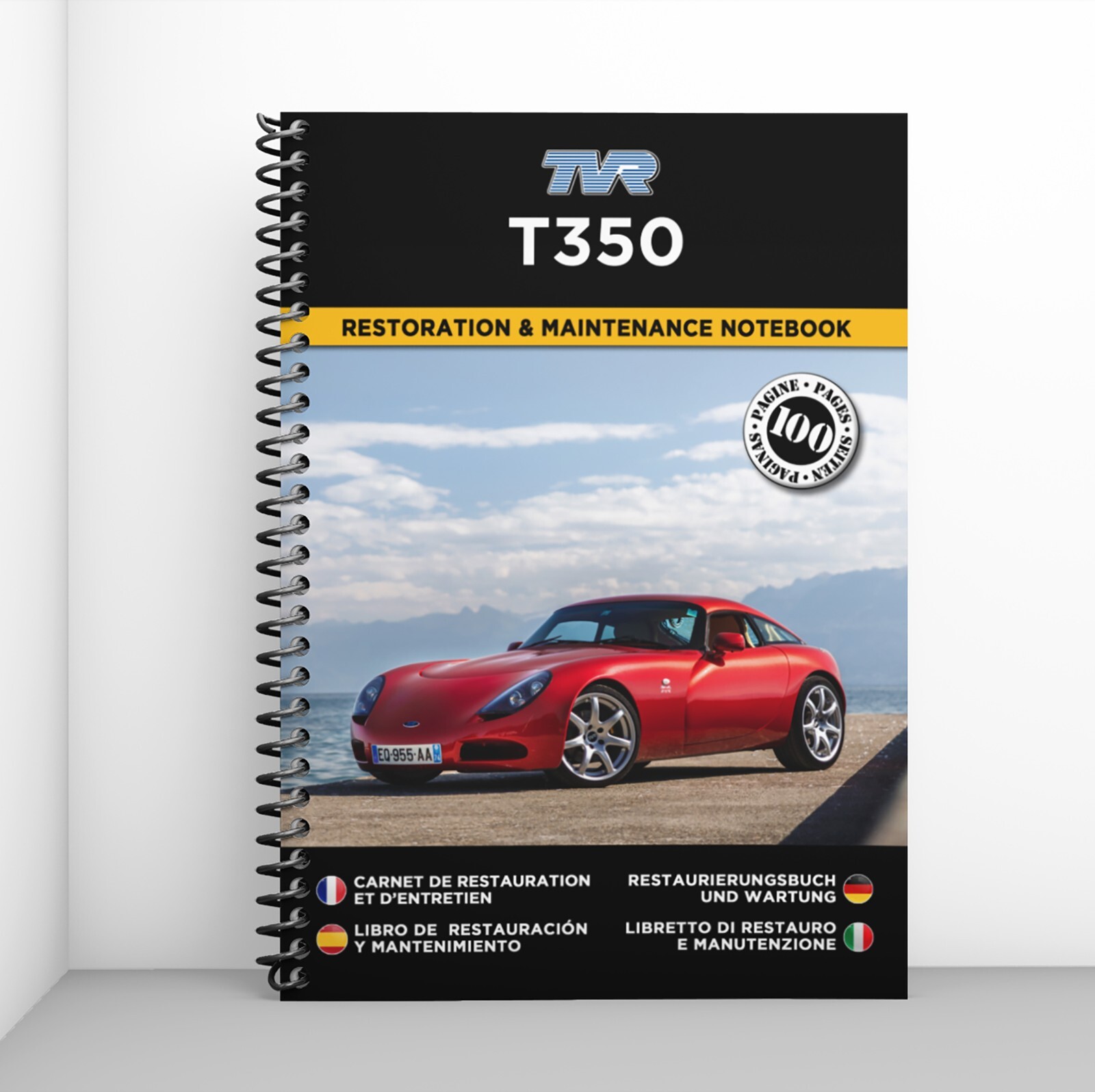 Carnet de restauration TVR T350 idéal dans le garage pour les passionnés de mécanique auto