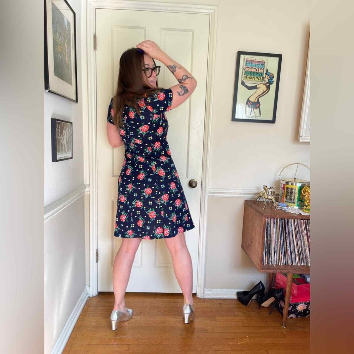 70s Vintage Navy Blue Mini Dress | eBay