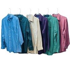6 Mens Long Sleeve Dress Shirts Size Large LL Bean CHAPS STAFFORD WRINKLE FREE