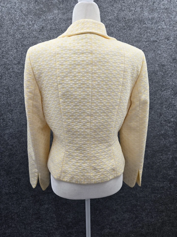 Blazer Nipon Boutique Mujer 8 Forrado Botones Amarillo Lunares Algodón Foto 3 de 4