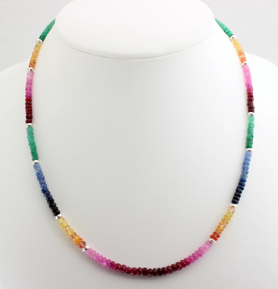 Rubí Zafiro Esmeralda Cadena de Piedra Preciosa Collar Arco Iris Colores - - Imagen 4 de 4