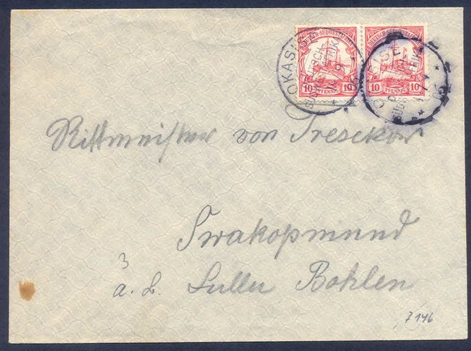 DSWA OKASISE 19/9 06, Bedarfsbrief an Rittmeister von Tresckow, Swakopmund - Bild 1 von 1