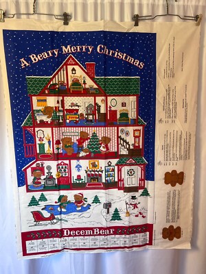 Christmas Advent Calendar Fabric Panel Vtg Cranston With Bear And  Instruction R1 | eBay