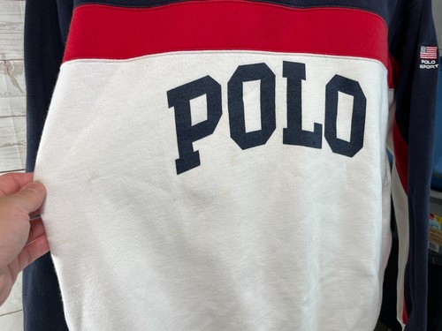 Vintage 90s Polo Sport Ralph Lauren Spell Out Color Block Quarter Zip Sweatshirt L - Bild 4 von 14