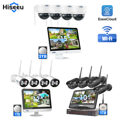 Hiseeu Wi-Fi Security Camera System,All in one NVR W/ HDD,Smart Detection Camera