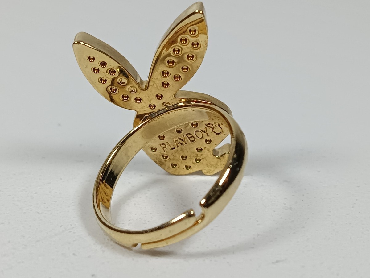 Playboy Ring Crystal Detailed Gold Bunny Logo Ring Brand Ne Boxed