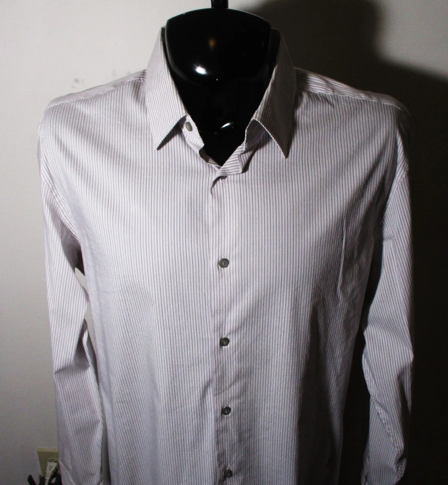 BANANA REPUBLIC Gray "Slim Fit" Long Sleeve Dress Shirt Men's Size XL, 17/17.5 - Image 2 of 4