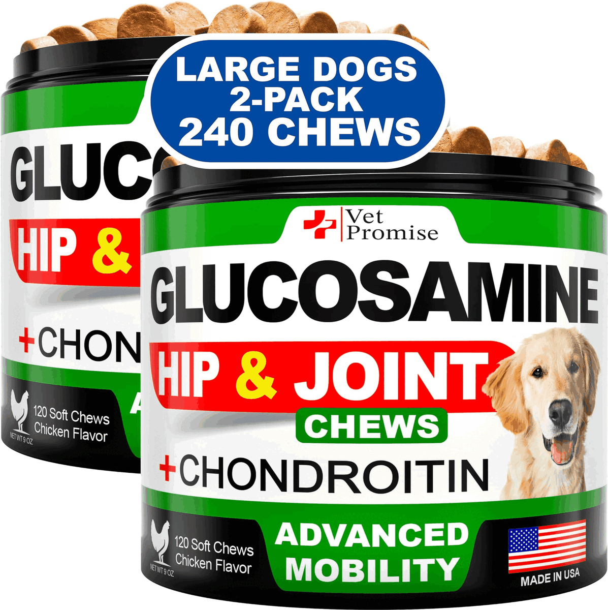 Glucosamine for Dogs 2 Pack Hip and Joint Supplement with Chondroitin 240 Chews eBay