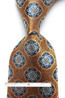 New Classic Polka Dot Brown Blue JACQUARD WOVEN 100% Silk Men's Necktie Tie