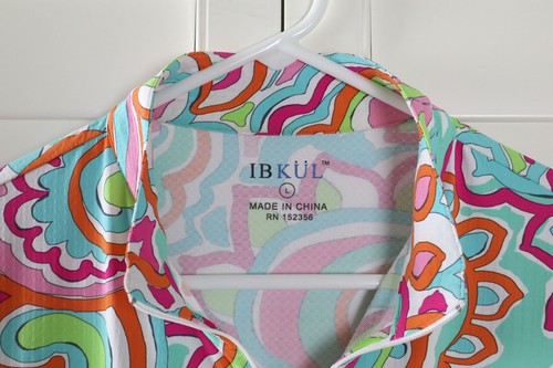 IBKUL $101 Mesh Sleeve Retro Paisley Print Athletic Golf Top Size Large - Picture 6 of 6