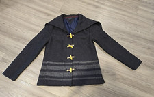 Tommy Hilfiger Wool Blend Pea Coat Zipper Hood Toggle Button Rope Closure MEDIUM