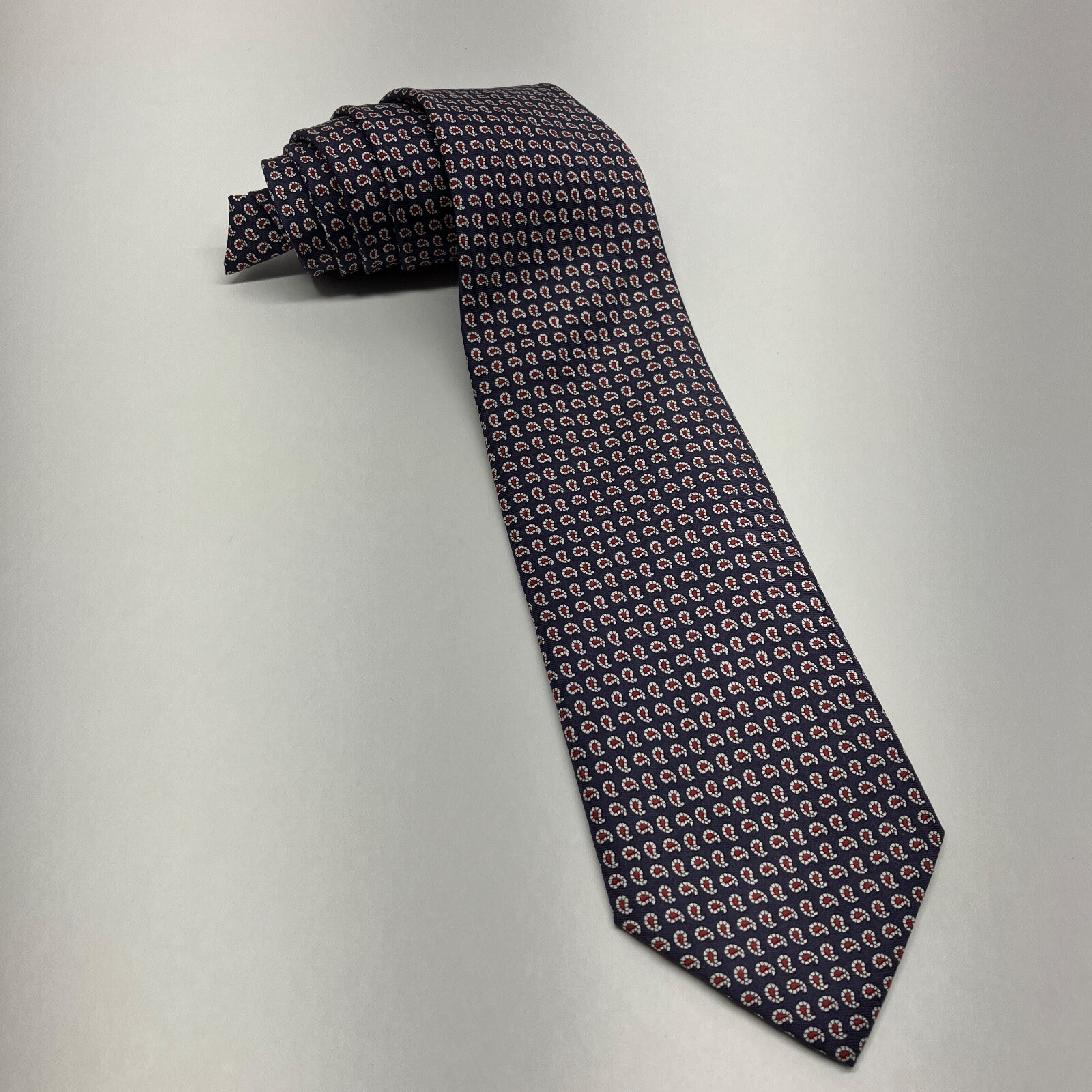 Ralph Lauren Tie Vintage Handmade Polo Blue Red Mini Paisley Print Silk Necktie thumbnail 6