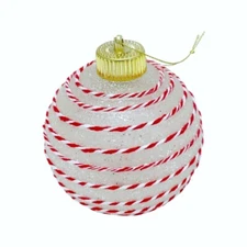 Seasonal Abode RED Stripe Round Christmas Hanging Ornament Set of 3 NWT