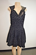 Vintage Nina Ricci Black Silk Floral Lace Dress Size 40 / 6 US On Sale jf