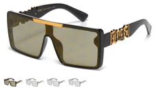 LOCS Oversized Square Shield Single-Lens Sunglasses with Big LOCS Logo Temple