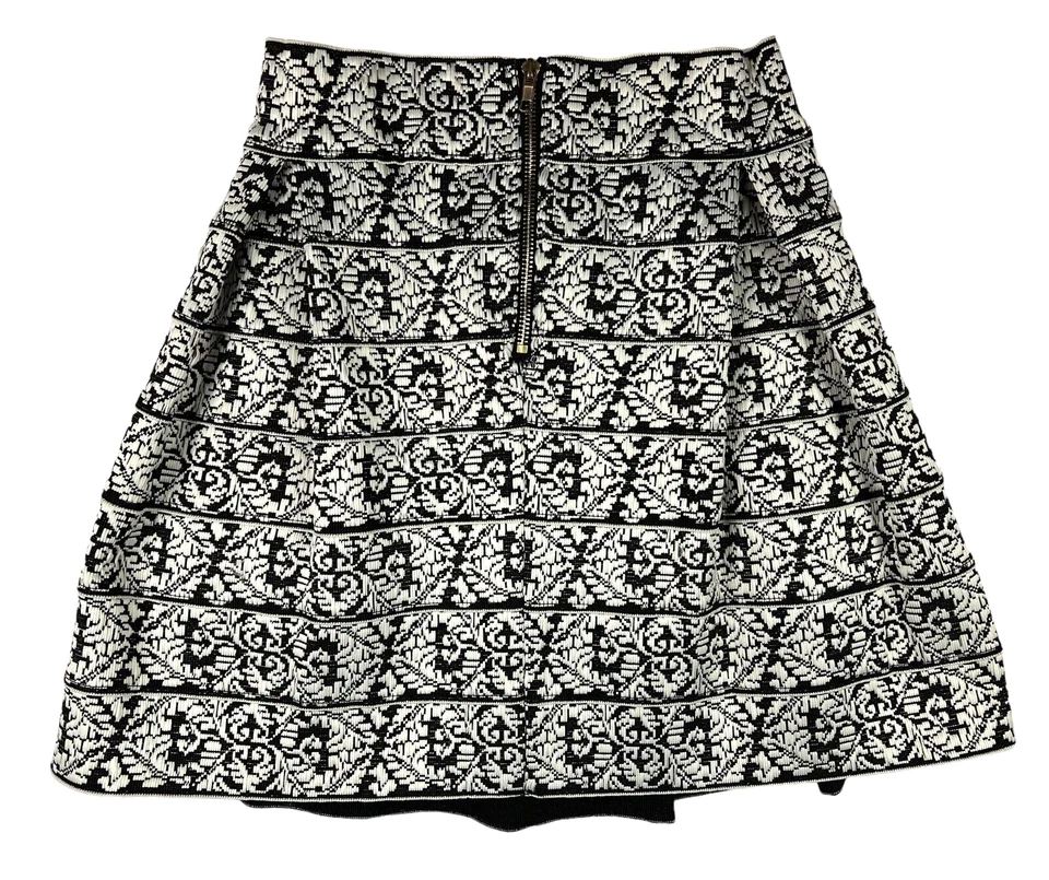 Falda elástica Honey Punch para mujer talla S plisada línea A tapiz blanco y negro Foto 2 de 4