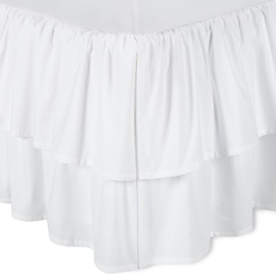 3 Side White Solid 610 TC Open Corner Gathered Bed Skirt with Top Ruffle