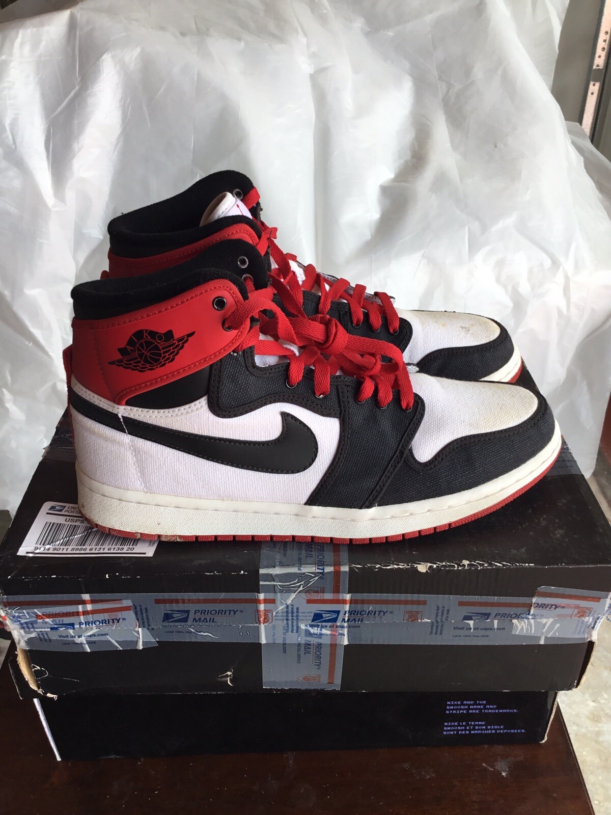 Nike Air Jordan Retro 1 KO AJKO High OG Black Toe White Red Size 10 402297  110 | eBay