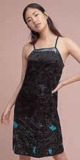 NWT $258, Womens Anthropologie Moulinette Soeurs Velvet Slip Dress, 0