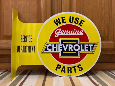 CHEVROLET GENUINE PARTS Vintage Style Flange Garage Man Cave Metal
