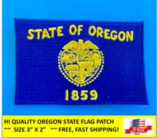 OREGON STATE FLAG EMBROIDERED PATCH IRON-ON OR SEW-ON HI-QUALITY (3 x 2”)