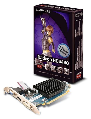 Brand New Sapphire 1GB Radeon HD5450 Graphics Card, DDR3, PCI-E, HDMI, DVI, VGA - Picture 1 of 4