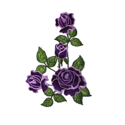 Large Floral Iron Sew On Patch Badge Embroidery flower, rose Applique Motif DIY - Picture 49 of 52