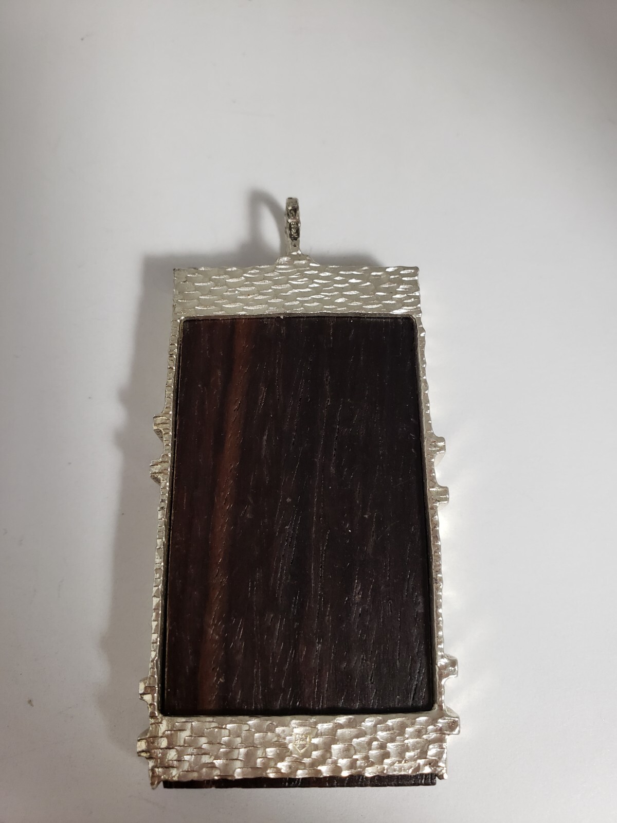 Sterling Silver Wood Rectangular German Pendant - image 3