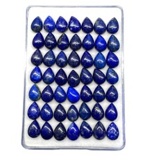 49 Pcs Natural Lapis Lazuli 9.3-10.1mm Pear Cabochon Loose Untreated Gemstones