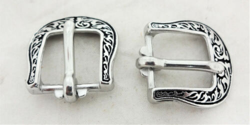 Pair Jeremiah Watt Heel Floral Buckles Stainless Horse Tack Traditional Black Nw - Picture 1 of 2