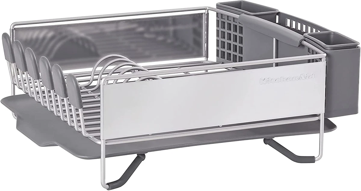 Kitchenaid Compact Stainless Steel Dish Rack, Satin Gray,  15-Inch-By-13.25-Inch