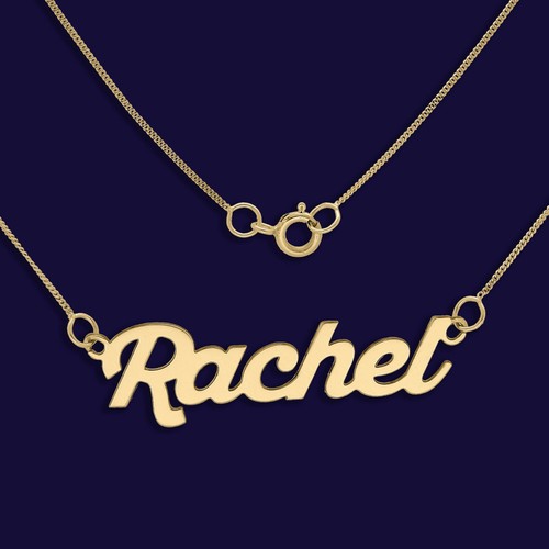 9ct Gold Medium Customised ANY NAME Necklace, Curb Chain, Gift Box + Pouch - Picture 11 of 13