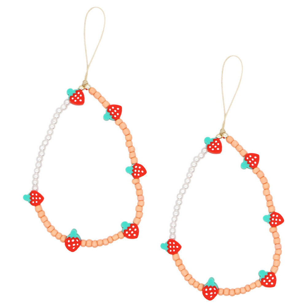 2 Pcs Mobile Phone Straps Cell Lanyard Strawberry Purse Telephone Lanyards