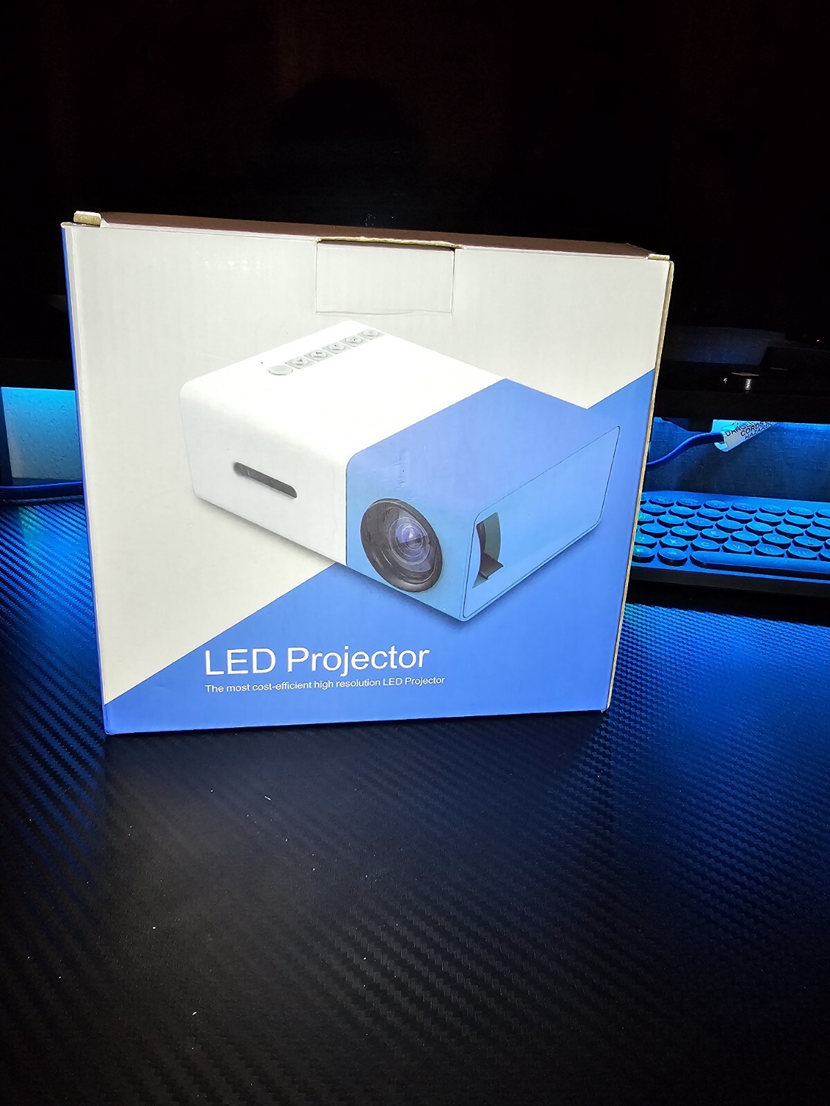 EEEKit 1080p Portable LED Mini Projector - White/Blue-image