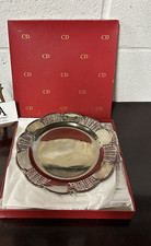 Vintage Circa 1960’s Christian Dior Silver Toned Porcelain Plate With Box