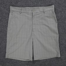 Pebble Beach Shorts Mens 34 Chino Golf Performance Deck Gray Check Lightweight