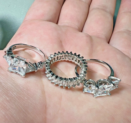Gorgeous vintage Sw Sterling.925 CZ Ring Set Size 6. - Picture 2 of 17